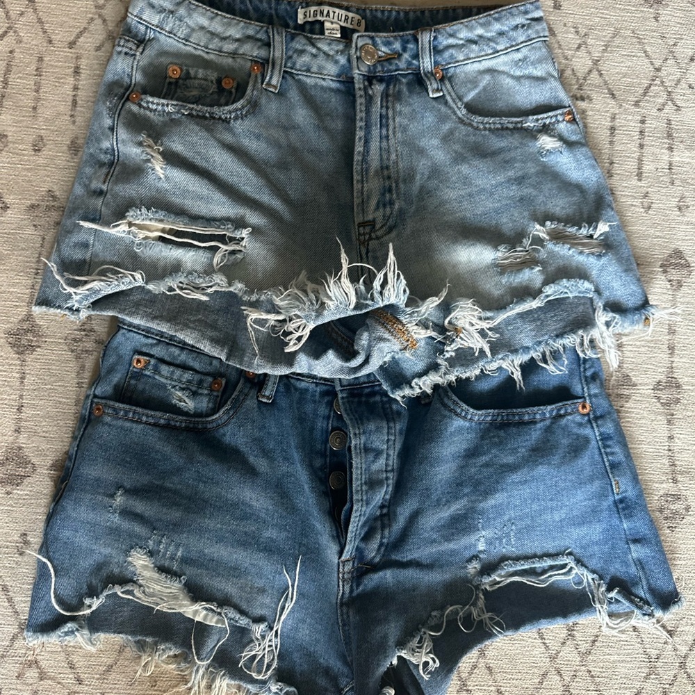 Women’s denim shorts bundle of 2‎ distressed cut off shorts